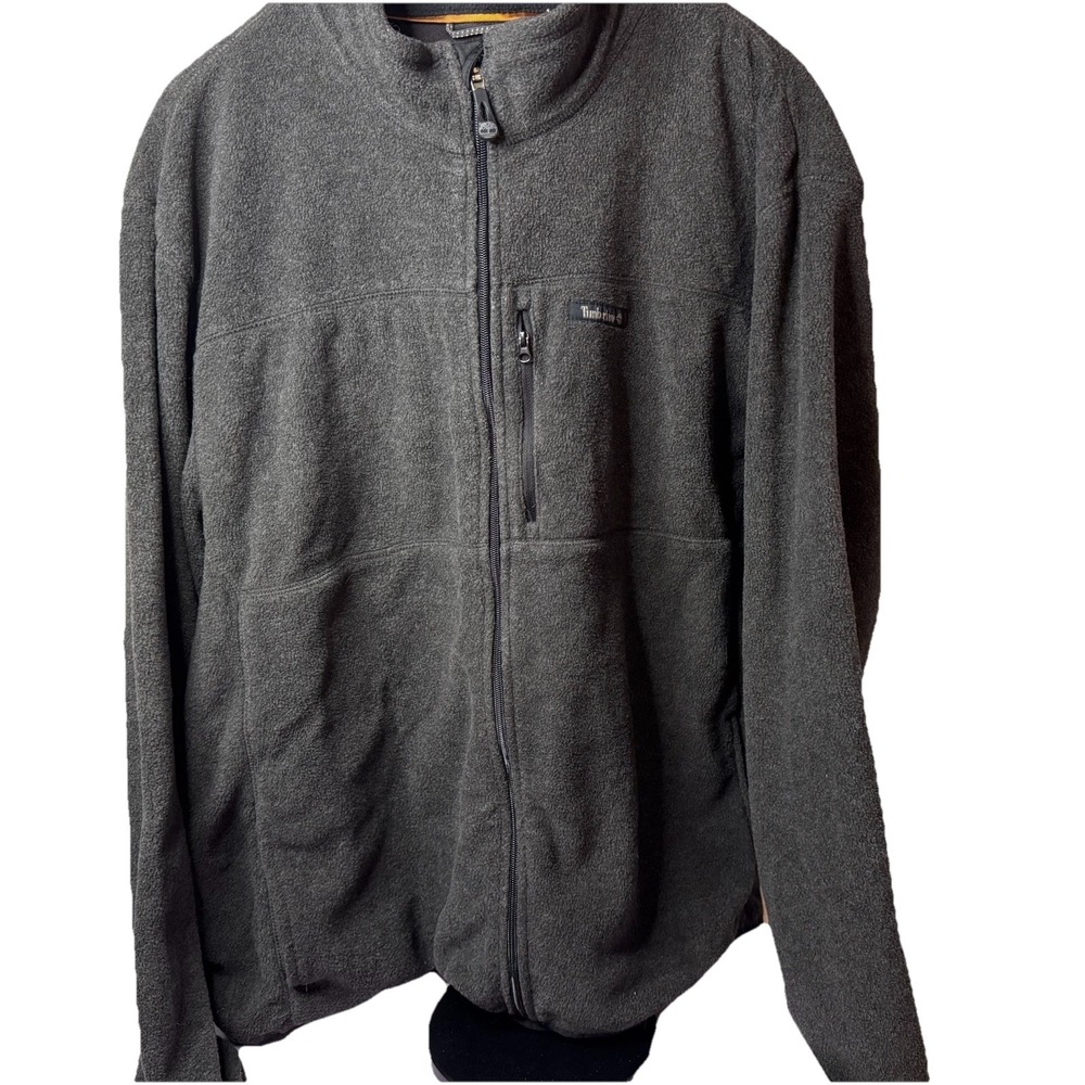 Timberland Mens XXL Full Zip Up Fleece Mock Neck Jacket Dark Gray